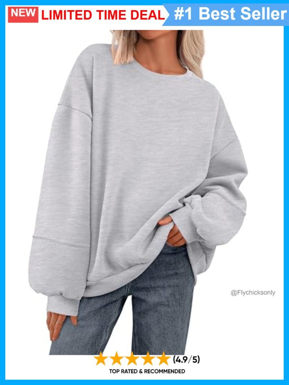 Oversized Fleece Sweatshirt Womens Long Sleeve Crewneck Pullover